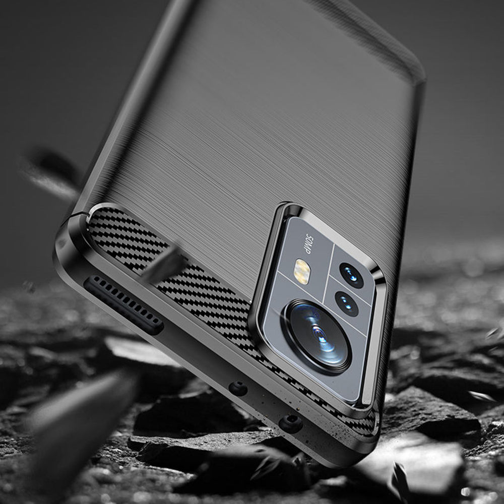 Funda para Xiaomi 12X / 12, Techsuit, Carbono, Negra