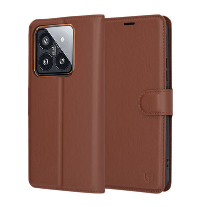 Funda para Xiaomi 14 Pro, Techsuit, Leather Folio, Marrón