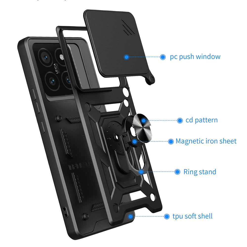 Funda para Xiaomi 14T Pro, Techsuit, CamShield, Negra