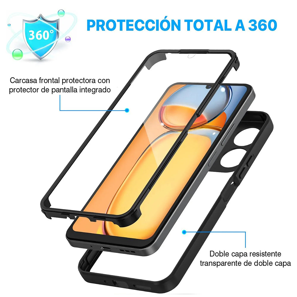 Funda para Xiaomi Poco C65 / Redmi 13C, Techsuit, ColorVerse 360, Negra