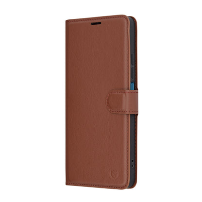 Funda para Xiaomi Poco C75 / Redmi 14C, Techsuit, Folio de cuero, Marrón