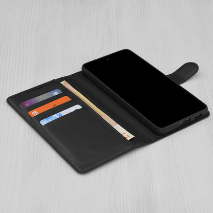 Funda para Xiaomi Poco C75 / Redmi 14C, Techsuit, Folio de cuero, Negra