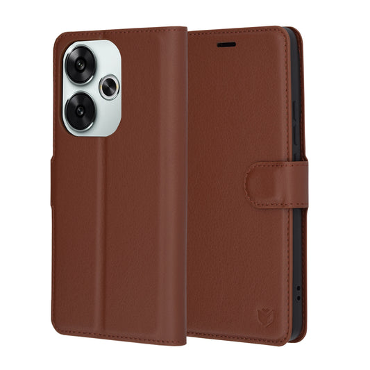 Funda para Xiaomi Poco F6, Techsuit, Leather Folio, Marrón