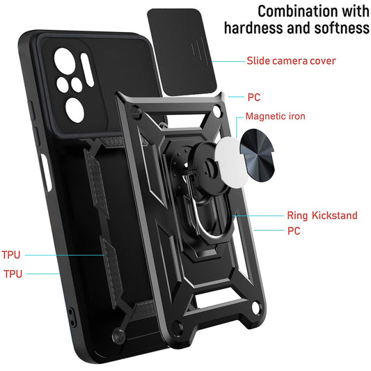 Funda para Xiaomi Poco M5s / Redmi Note 10S / Note 10, Techsuit, CamShield, Negra