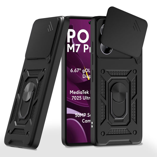 Funda para Xiaomi Poco M7 Pro 5G, Techsuit, CamShield, Negra