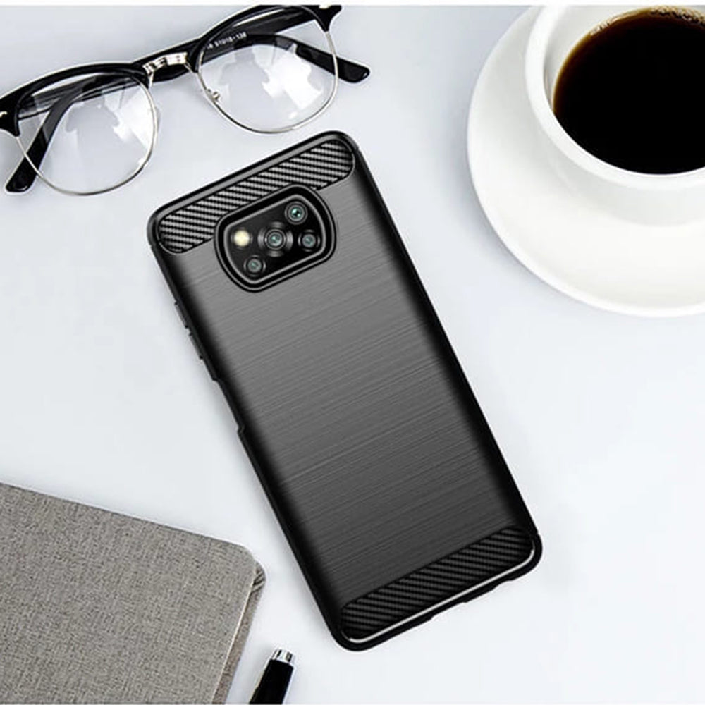 Funda para Xiaomi Poco X3 Pro / X3 NFC / X3, Techsuit, Carbono, Negra