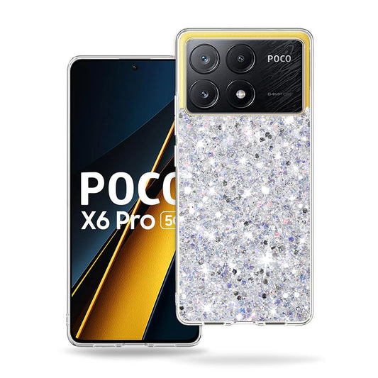 Funda para Xiaomi Poco X6 Pro, Techsuit, Brillo Centelleante, Blanca