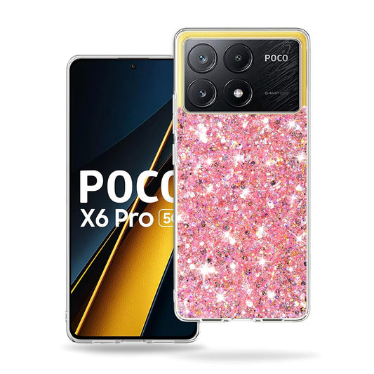 Funda para Xiaomi Poco X6 Pro, Techsuit, Brillo Centelleante, Rosa