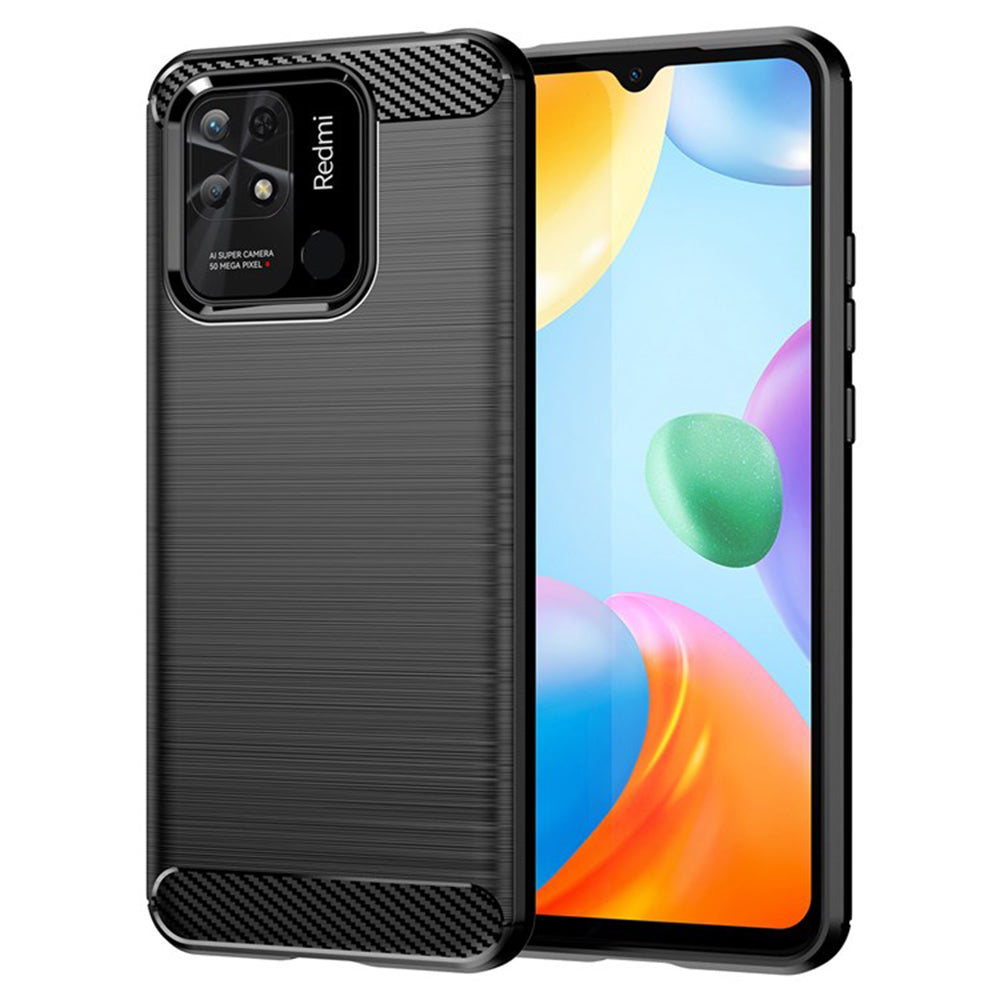 Funda para Xiaomi Redmi 10C, Techsuit, Carbono, Negra