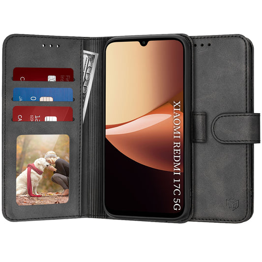 Funda para Xiaomi Redmi 17C 5G, Techsuit, Diary Book, Negra