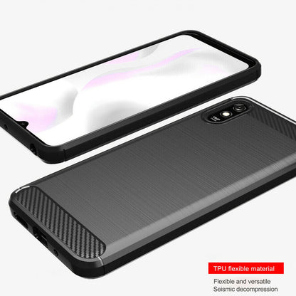 Funda para Xiaomi Redmi 9AT / 9A, Techsuit, Carbono, Negra