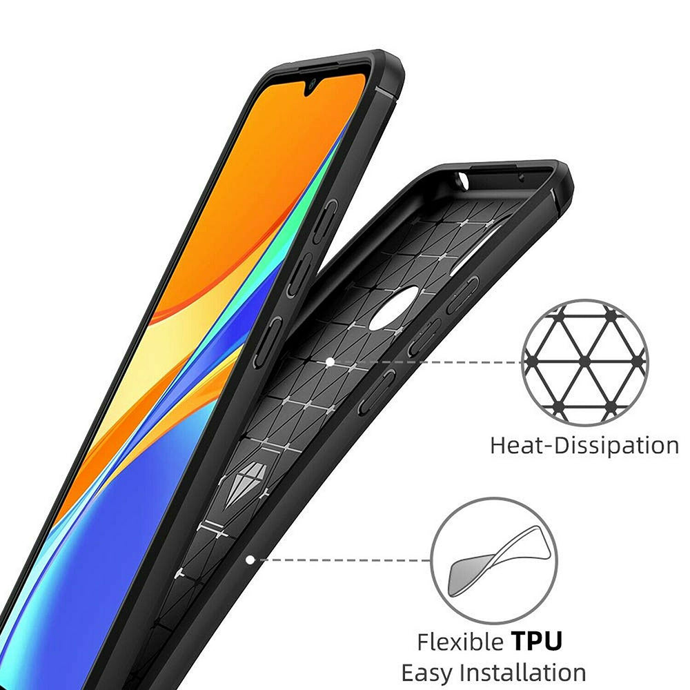 Funda para Xiaomi Redmi 9C NFC / 9C, Techsuit, Carbono, Negra