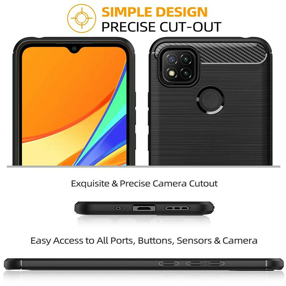 Funda para Xiaomi Redmi 9C NFC / 9C, Techsuit, Carbono, Negra