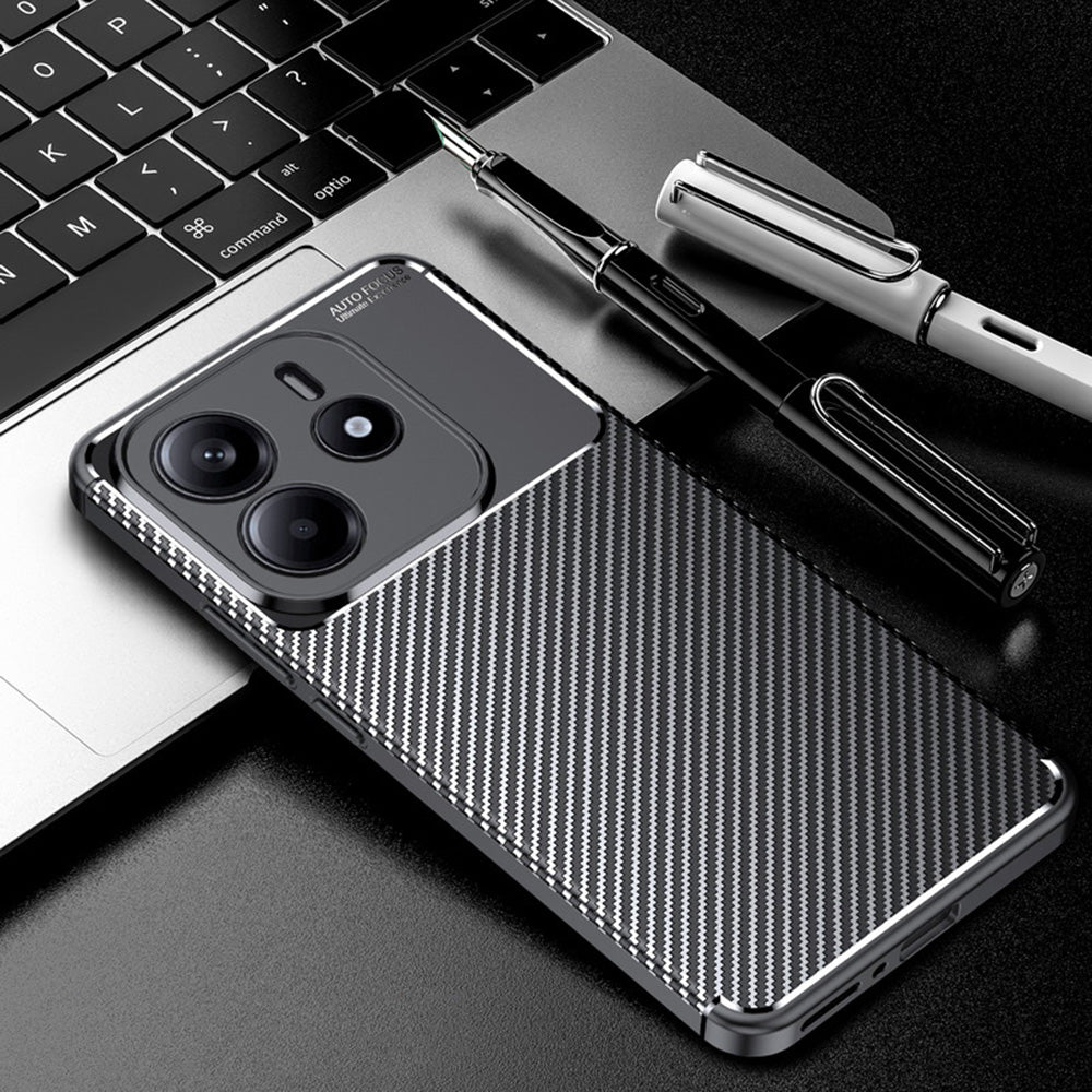 Funda para Xiaomi Redmi Note 14 4G (Regional), Techsuit, Fibra de Carbon, Negra
