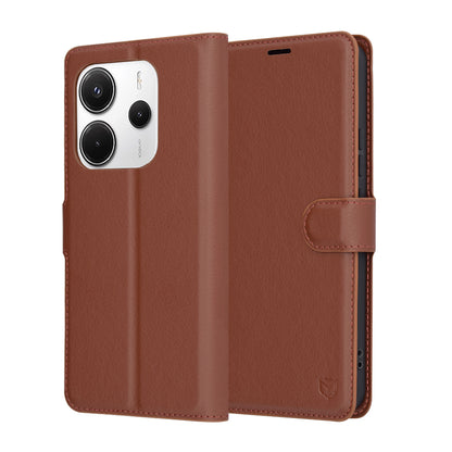 Funda para Xiaomi Redmi Note 14 4G (Regional), Techsuit, Folio de cuero, Marrón