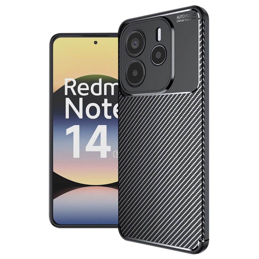 Funda para Xiaomi Redmi Note 14 5G, Techsuit, Fibra de Carbon, Negra