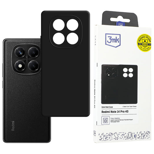 Funda para Xiaomi Redmi Note 14 Pro 4G, 3MK, Negra Mate