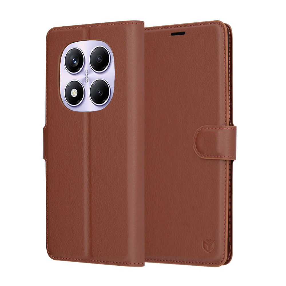 Funda para Xiaomi Redmi Note 14 Pro 4G, Techsuit, Leather Folio, Marrón