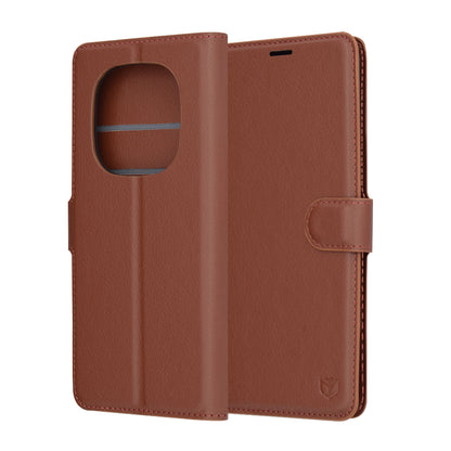 Funda para Xiaomi Redmi Note 14 Pro 4G, Techsuit, Leather Folio, Marrón