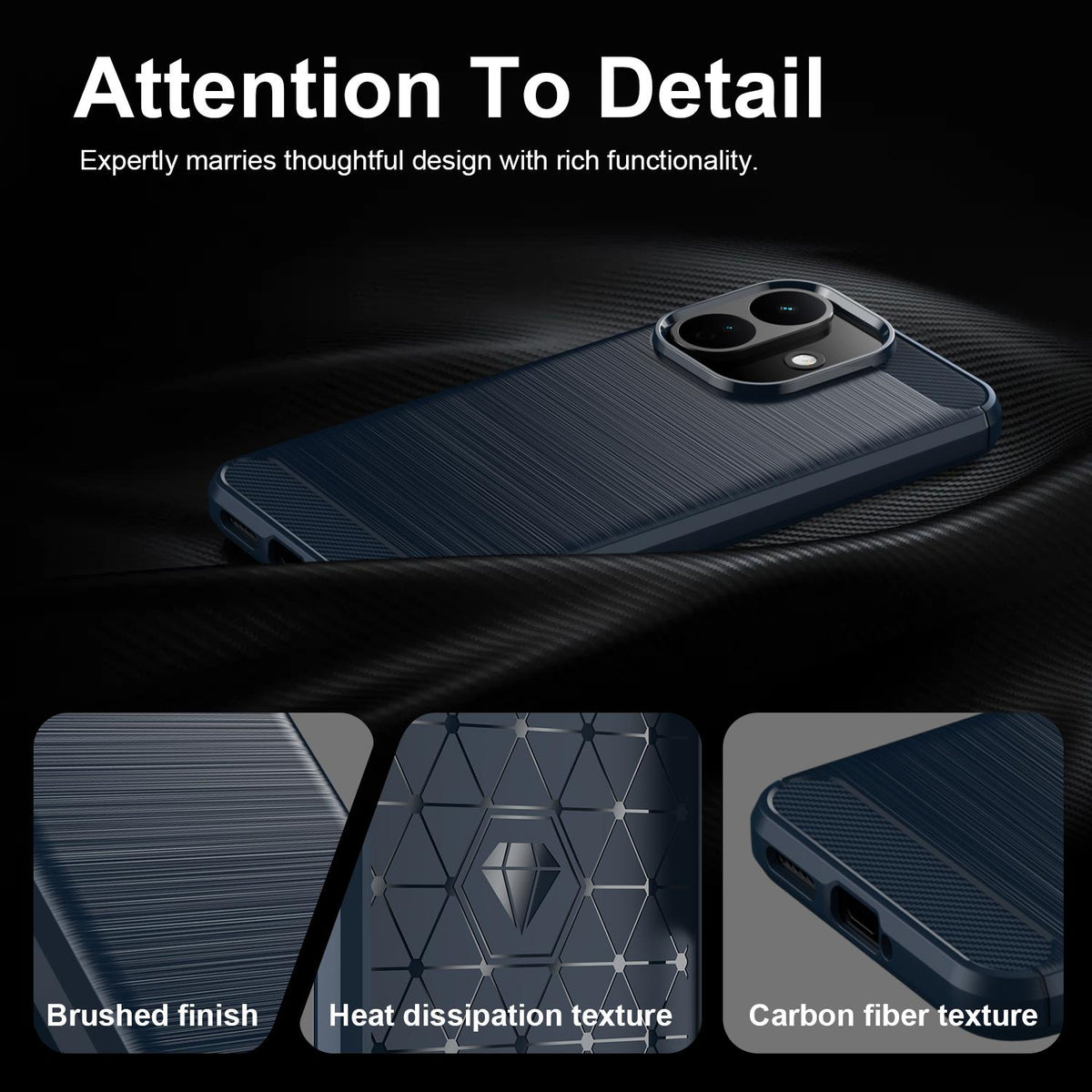 Funda para Xiaomi Redmi Note 17 Pro, Techsuit, Carbono, Azul