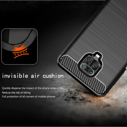 Funda para Xiaomi Redmi Note 9S / Note 9 Pro / Note 9 Pro Max, Techsuit, Carbono, Negra