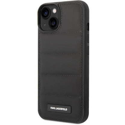 Funda para Apple iPhone 14 Plus, Karl Lagerfeld, Quilted Puffy Metal Logo, Negra