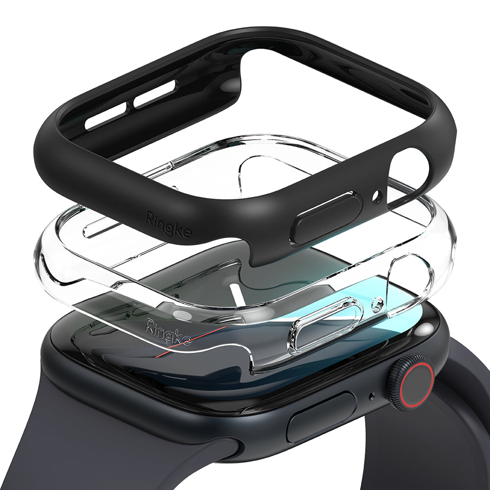 Funda Ringke Slim para Apple Watch Series 10 / 11 46mm, Set de 2 piezas, Negra Mate / Transparente