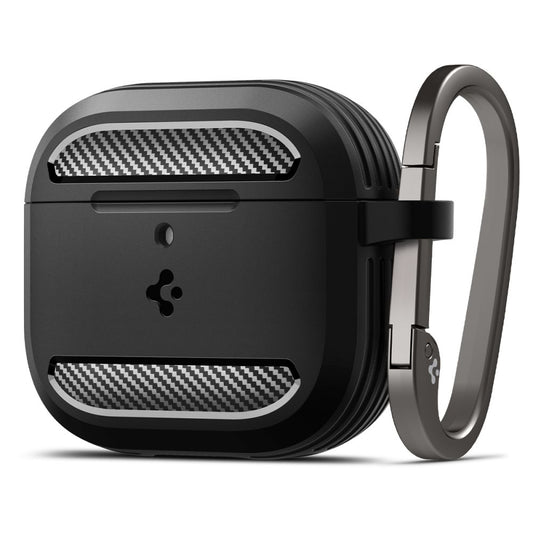 Funda Spigen Rugged Armor para Apple AirPods 4, Negra Mate