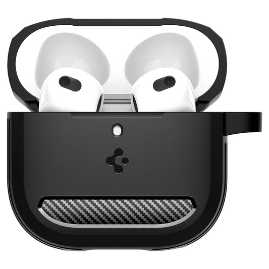 Funda Spigen Rugged Armor para Apple AirPods 4, Negra Mate