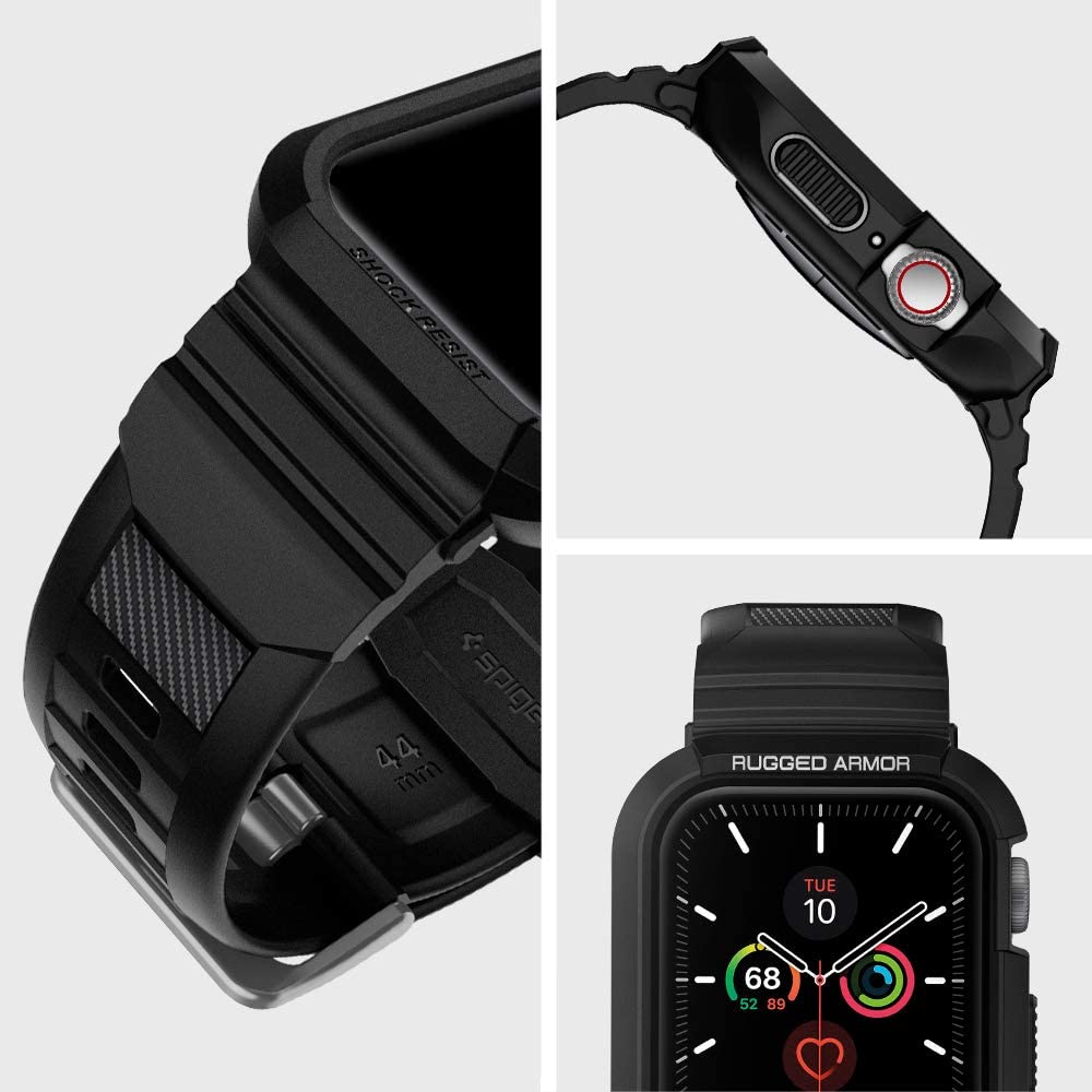 Funda Spigen Rugged Armor Pro para Apple Watch 44mm Series, Negra 062CS25324