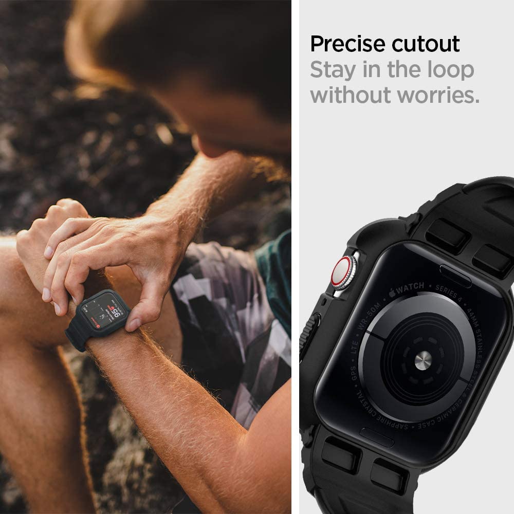 Funda Spigen Rugged Armor Pro para Apple Watch 44mm Series, Negra 062CS25324