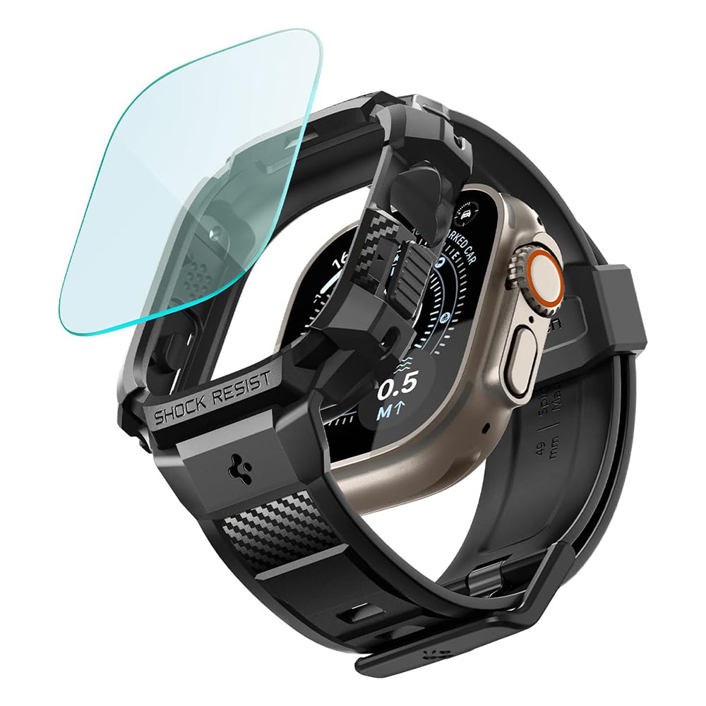 Funda Spigen Rugged Armor Pro con protector de pantalla para Apple Watch Ultra Series, negra ACS12053