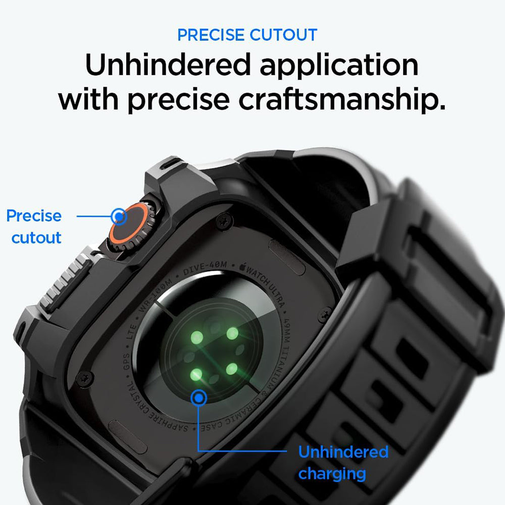 Funda Spigen Rugged Armor Pro con protector de pantalla para Apple Watch Ultra Series, negra ACS12053
