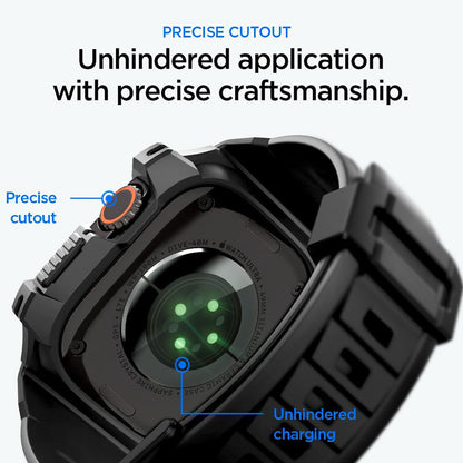 Funda Spigen Rugged Armor Pro con protector de pantalla para Apple Watch Ultra Series, negra ACS12053