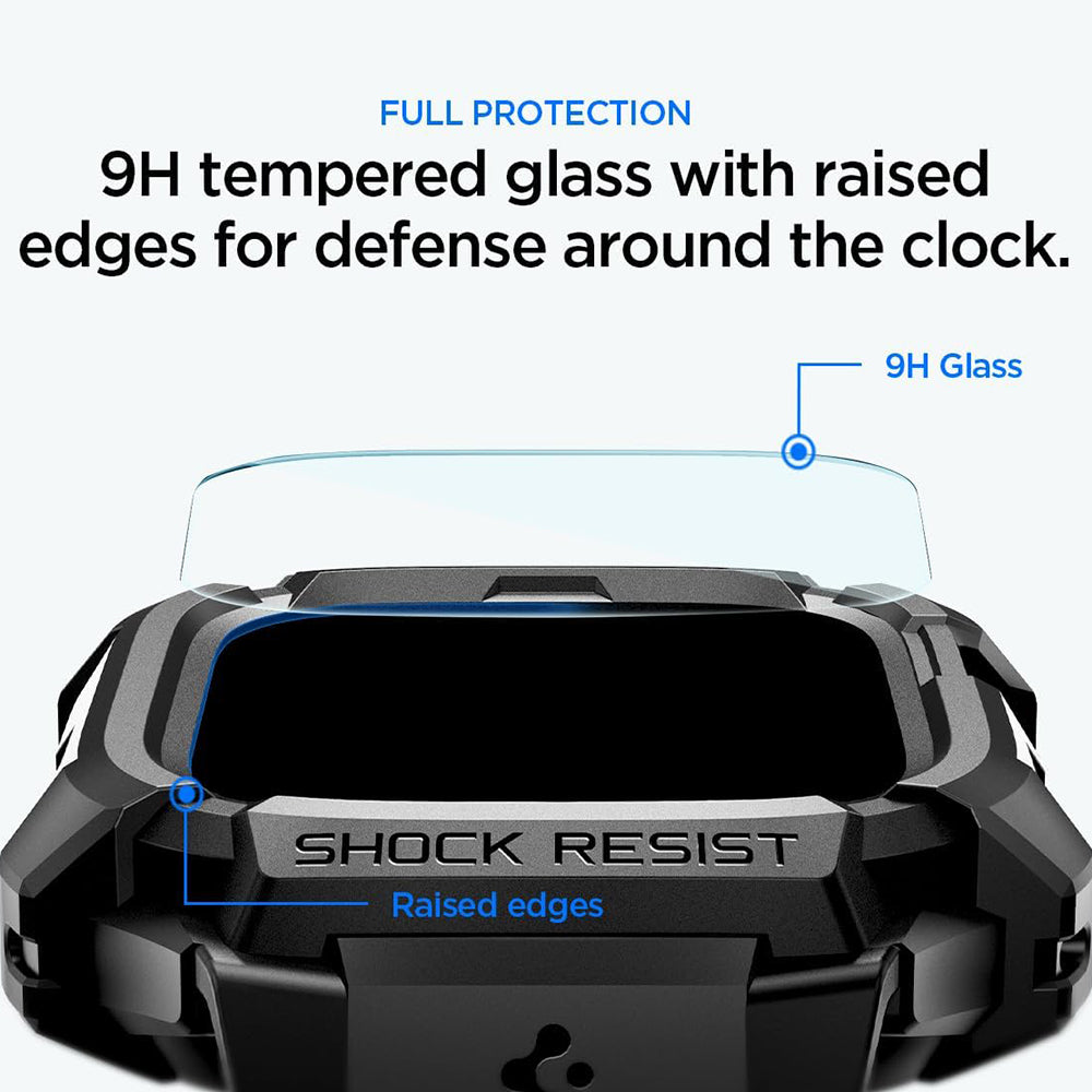 Funda Spigen Rugged Armor Pro con protector de pantalla para Apple Watch Ultra Series, negra ACS12053