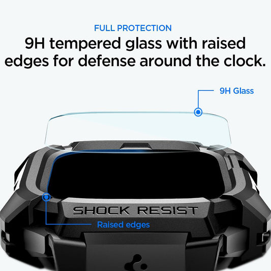 Funda Spigen Rugged Armor Pro con protector de pantalla para Apple Watch Ultra Series, negra ACS12053