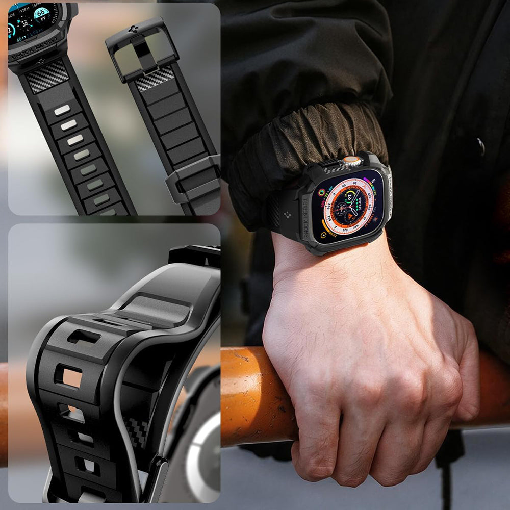 Funda Spigen Rugged Armor Pro con protector de pantalla para Apple Watch Ultra Series, negra ACS12053