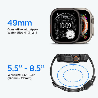 Funda Spigen Rugged Armor Pro con protector de pantalla para Apple Watch Ultra Series, negra ACS12053