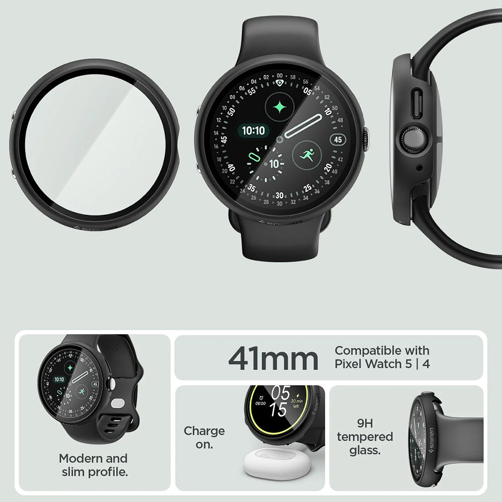 Funda Spigen Thin Fit 360 para Google Pixel Watch 41 mm Series, negra ACS11750