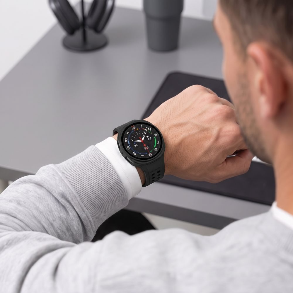 Funda Tech-Protect Defense para Samsung Galaxy Watch 9 / Watch8 44mm, Set de 2 piezas, Negra / Transparente