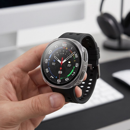 Funda Tech-Protect Defense para Samsung Galaxy Watch 9 / Watch8 44mm, Set de 2 piezas, Negra / Transparente