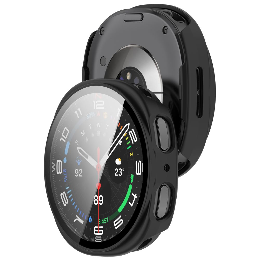 Funda Tech-Protect Defense para Samsung Galaxy Watch 9 / Watch8 44mm, Set de 2 piezas, Negra / Transparente