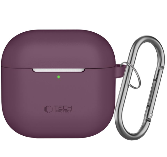 Funda Tech-Protect Silicone Hook para Apple AirPods 4 / AirPods 5, color burdeos.