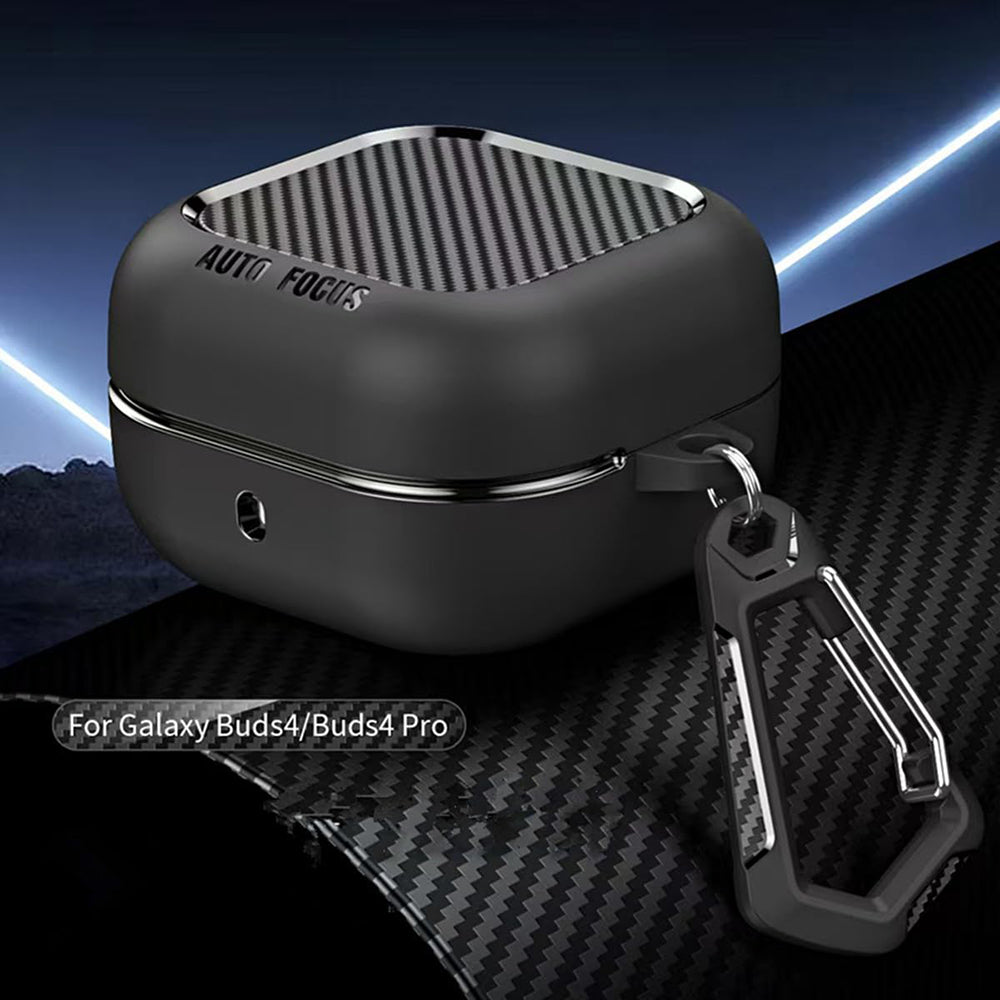 Funda Techsuit CarbonFiber para Samsung Galaxy Buds4 / Buds4 Pro, Negra