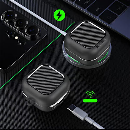 Funda Techsuit CarbonFiber para Samsung Galaxy Buds4 / Buds4 Pro, Negra