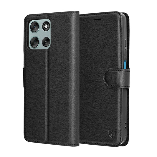 Funda para Motorola Moto G56, Techsuit, Leather Folio, Negra