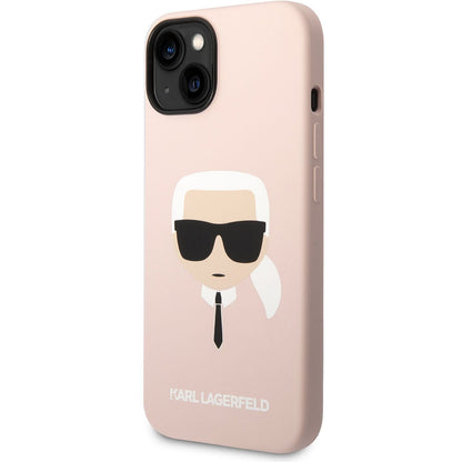 Funda para Apple iPhone 14 Plus, Karl Lagerfeld, Silicone Karl's Head, Rosa