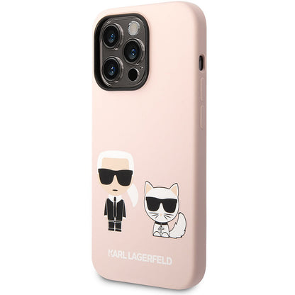 Funda MagSafe para Apple iPhone 14 Pro Max, Karl Lagerfeld, Cuerpo de Silicona Karl & Choupette, Rosa
