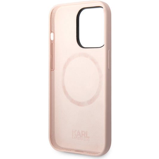 Funda MagSafe para Apple iPhone 14 Pro, Karl Lagerfeld, Cuerpo de Silicona Karl & Choupette, Rosa