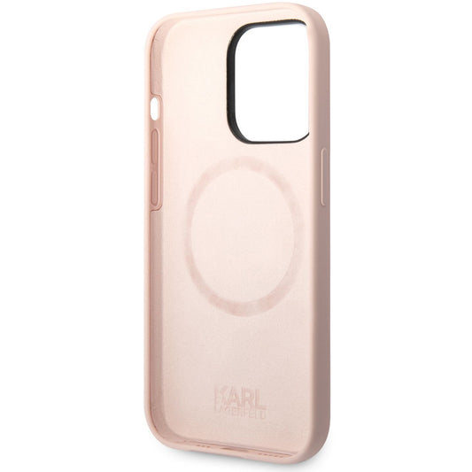 Funda MagSafe para Apple iPhone 14 Pro, Karl Lagerfeld, Silicone Karl Head, Rosa